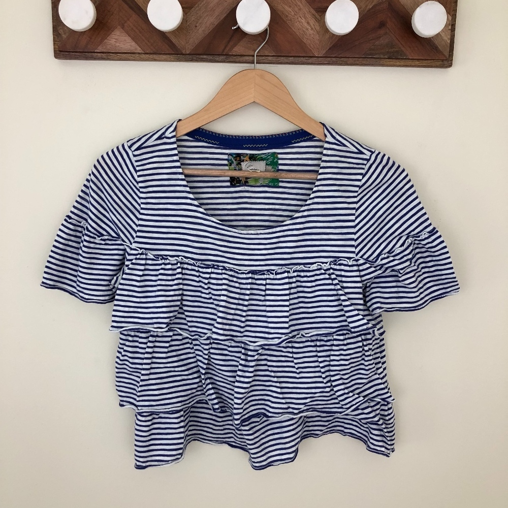 Anthropologie Postmark Striped Crop Top Sz M